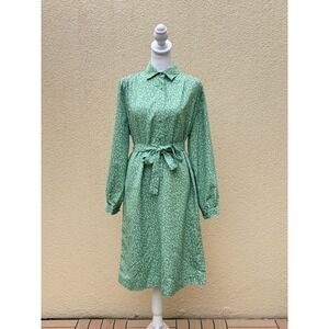 Appleseed's green polka dot long sleeve shirt dress